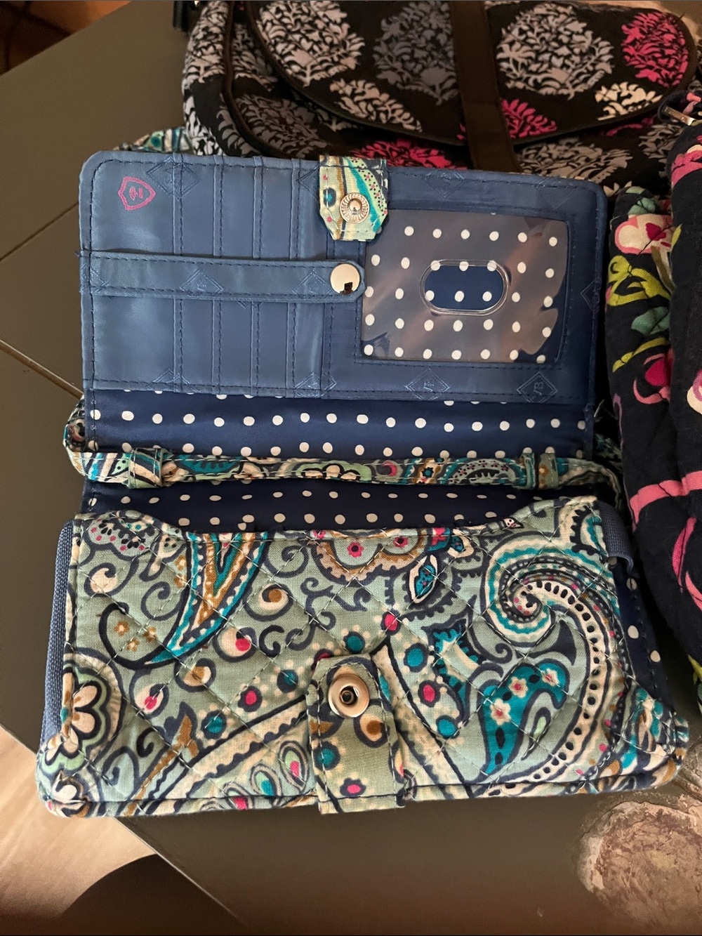Vera Bradley Floral Quilted Shoulder Bag in Black Pink / wallet lot